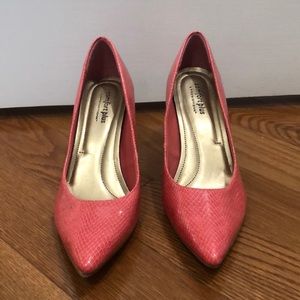 Pink snake skin heels